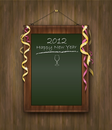 blackboard green wood menu 2012 happy new yearのイラスト素材