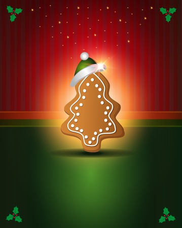 Christmas cards Red Green gingerbread congratulations templateのイラスト素材