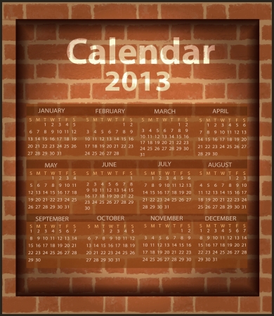 calendar brick fireplace 2013のイラスト素材