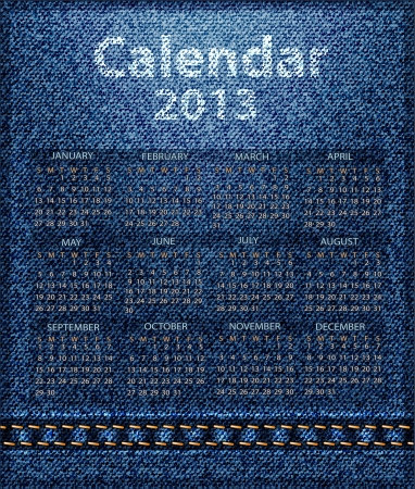 calendar jeans 2013のイラスト素材