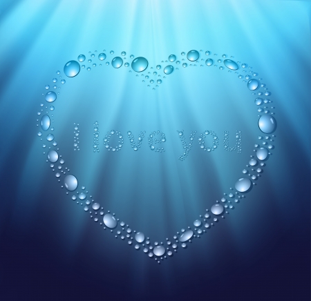 heart water blue dropのイラスト素材