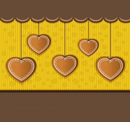 heart gingerbread yelow card congratulations のイラスト素材