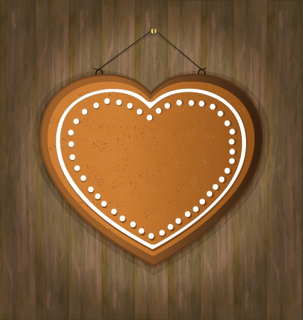 blackboard gingerbread heart woodのイラスト素材