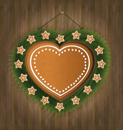 blackboard gingerbread heart wood treeのイラスト素材