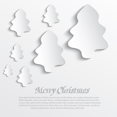 christmas tree white paper 3Dのイラスト素材