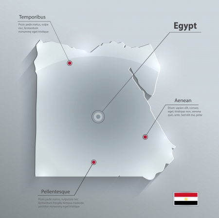 Egypt map flag glass card paper 3Dのイラスト素材