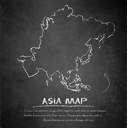 Asia map blackboard chalkboard vectorのイラスト素材