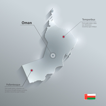 Oman map flag glass card paper 3Dのイラスト素材
