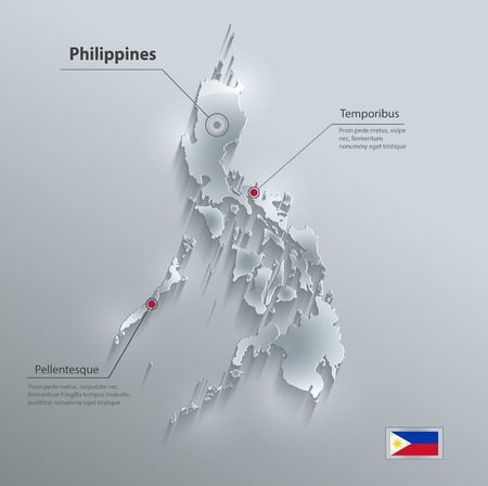 Philippines map glass card paper 3Dのイラスト素材