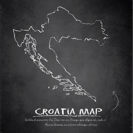 Croatia map blackboard chalkboard vector のイラスト素材