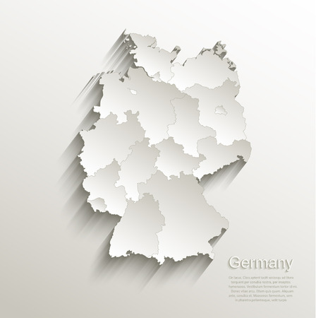 Germany political map card paper 3D natural vector individual states separateのイラスト素材
