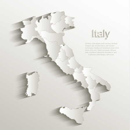 Italy political map card paper 3D natural vector individual state separate のイラスト素材
