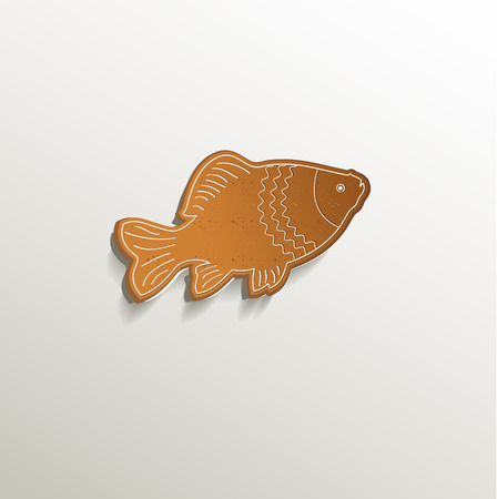 gingerbread fish carp card paper 3D natural rasterの写真素材
