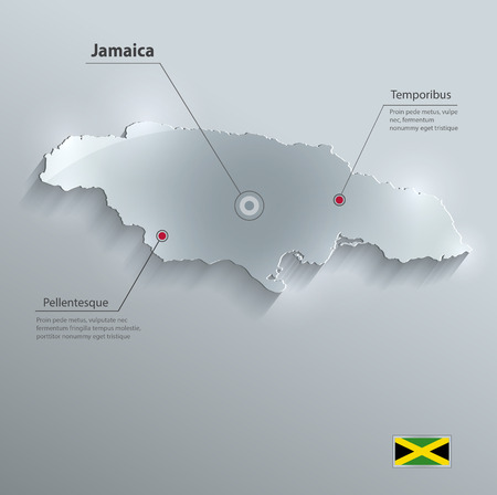 Jamaica map flag glass card paper 3D vectorのイラスト素材