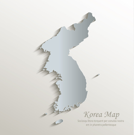 Korea map white blue card paper 3D vectorのイラスト素材