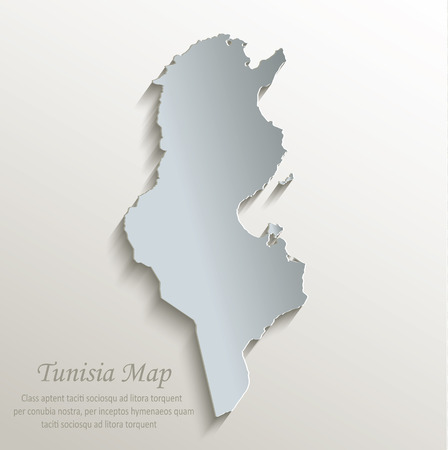Tunisia map grey and white card paper 3Dのイラスト素材