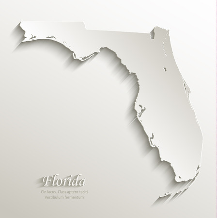 Florida map card paper 3D naturalのイラスト素材