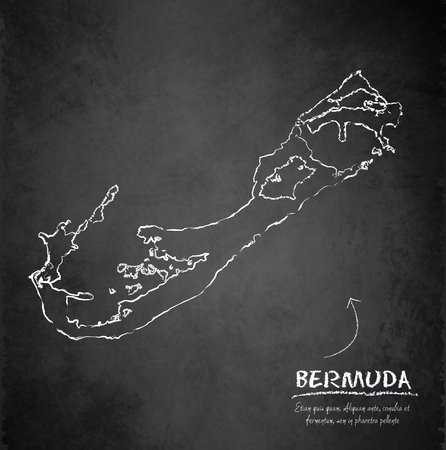 Bermuda island map blackboard chalkboard vectorのイラスト素材