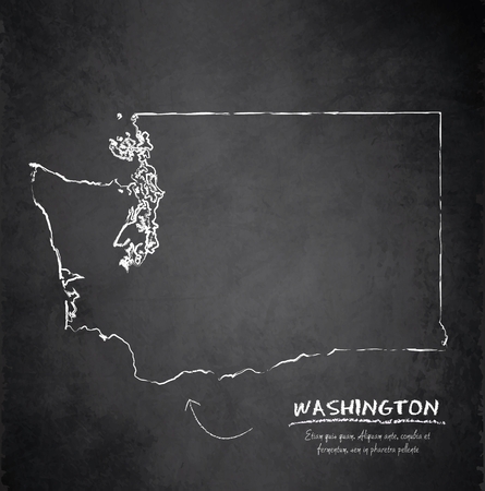 Washington map blackboard chalkboard vectorのイラスト素材
