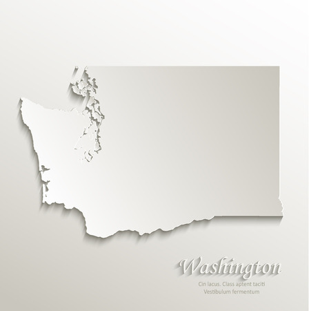 Washington map card paper 3D natural vectorのイラスト素材