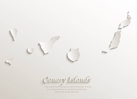Canary Islands map card paper 3D natural vectorのイラスト素材
