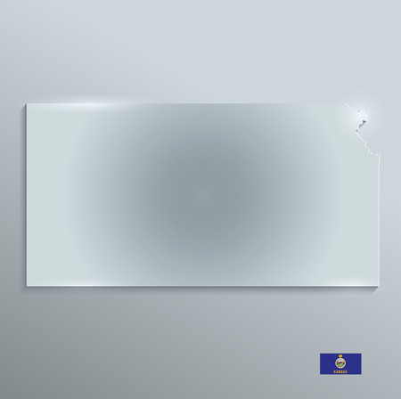 Kansas map flag glass card paper 3D rasterの写真素材
