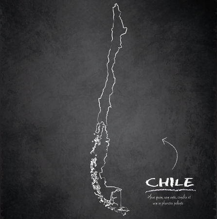 Chile map blackboard chalkboard vectorのイラスト素材