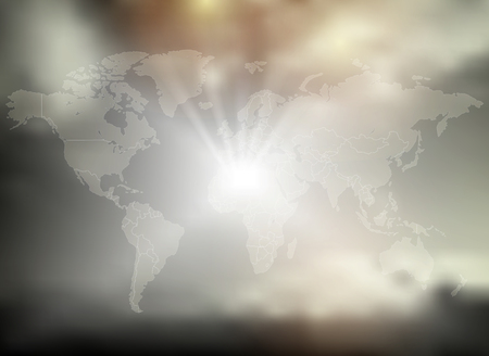 World map separate states individual states Background clouds vectorのイラスト素材