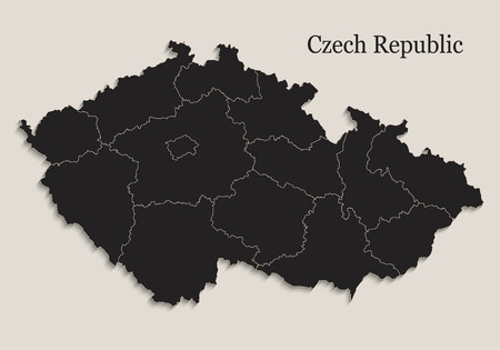 Czech Republic map Black blackboard separate states individual region vectorのイラスト素材