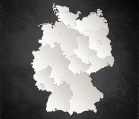 Germany map Black White separate region individual blank blackboard rasterの写真素材