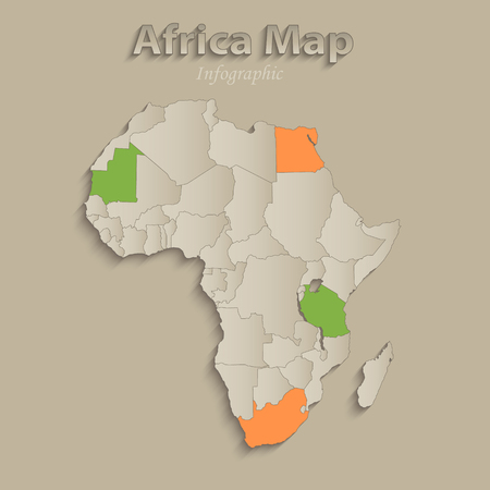 Africa map with individual states separated, infographics with icons vectorのイラスト素材