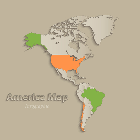 America map with individual states separated, infographics with icons vectorのイラスト素材