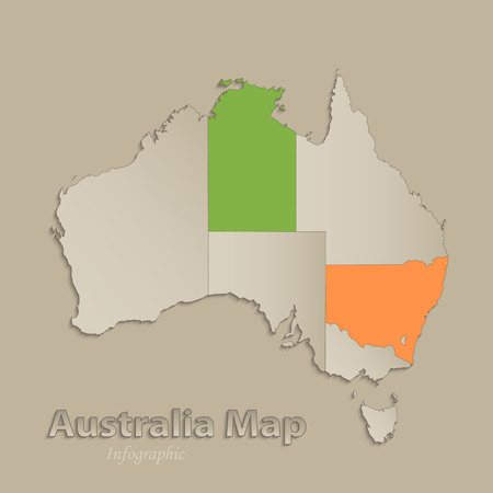 Australia map with individual states separated, infographics with icons vectorのイラスト素材