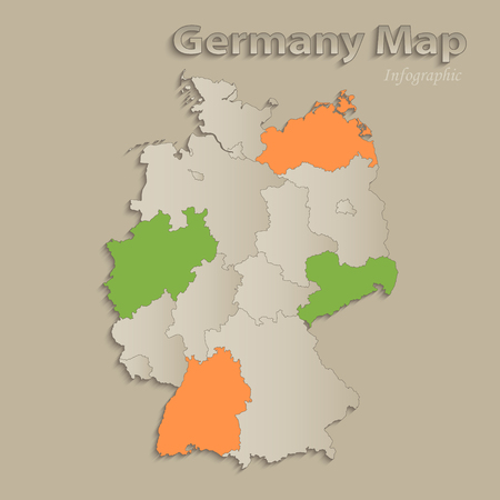 Germany map with individual states separated, infographics with icons vectorのイラスト素材