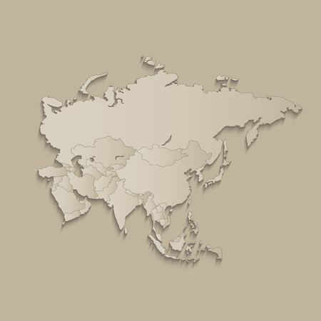 Asia map with individual states separated, infographics with icons rasterの写真素材