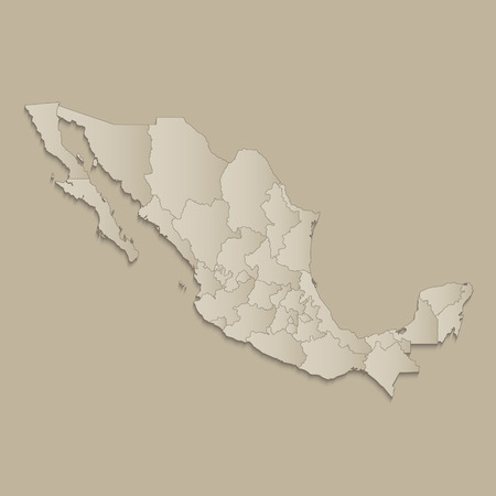 Mexico map with individual states separated, infographics with iconsの写真素材