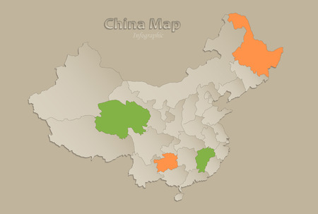 China map with individual states separated, infographics vectorのイラスト素材
