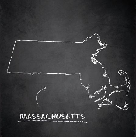 Massachusetts map blackboard chalkboard vectorのイラスト素材