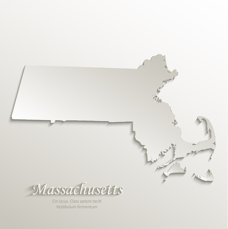 Massachusetts map card paper 3D natural vectorのイラスト素材