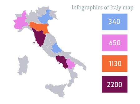 Infographics of Italy map, individual states vectorのイラスト素材