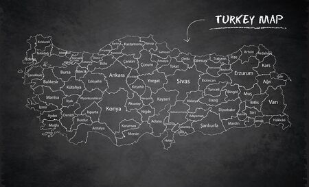 Turkey map, design card blackboard chalkboard vectorのイラスト素材
