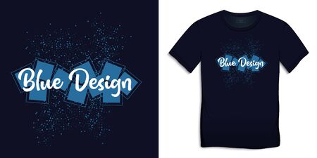 Print on t-shirt graphics design, spattered spray circles and squares, dark blue background vectorのイラスト素材