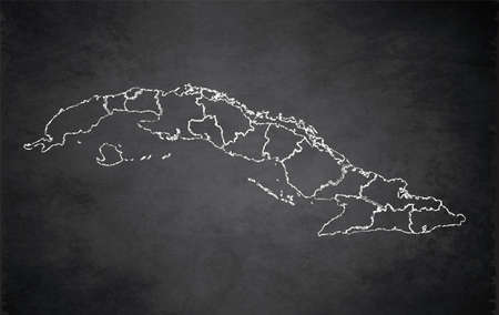 Cuba map administrative division, separates regions, design card blackboard chalkboard blankの写真素材