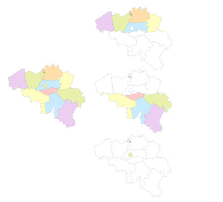 Map of Belgium divided to administrative divisions, Flanders Wallonia and Brussels blankの写真素材