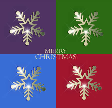 Snowflakes icons, golden snowflakes with multicolored background vectorのイラスト素材
