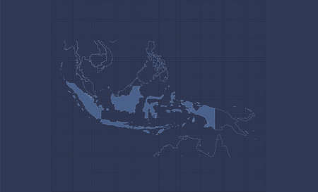 Indonesia map, separate regions, infographics blue flat design blankの写真素材