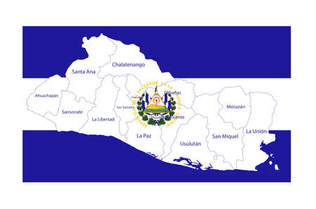 El Salvador flag with map and regions vectorのイラスト素材