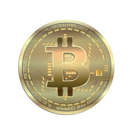 Bitcoin isolated on white background, gold coin vectorのイラスト素材