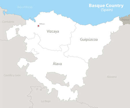 Basque Country (Spain) map, neighboring states and provinces with names vectorのイラスト素材