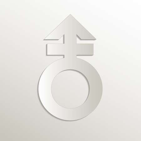 Transgender sex symbol icon, card paper 3D natural vectorのイラスト素材